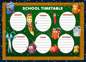 Education timetable schedule with stationery. vector