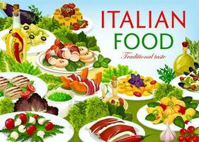 Italian cuisine vector dishes Italy food poster