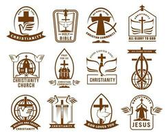 Christian community, church or mission icons set vector