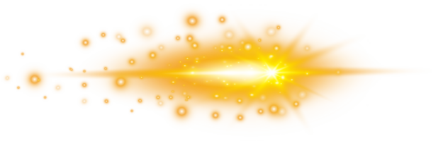 Yellow horizontal lens flares. Laser beams, horizontal light rays. Laser beams. Sparks and stars. PNG. png