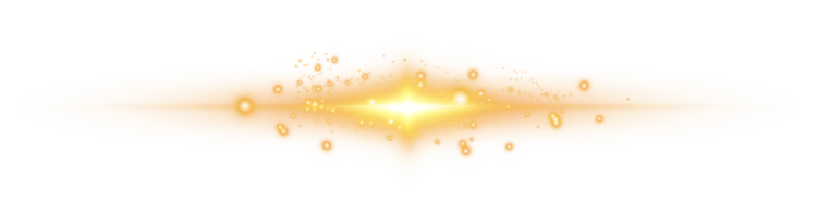 Yellow horizontal lens flares. Laser beams, horizontal light rays. Laser beams. Sparks and stars. PNG. png