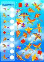 Counting game for kids vector template with kites