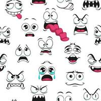 Unhappy, sad and angry faces seamless pattern vector