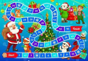 niño Navidad juego de mesa con Papa Noel y animales vector