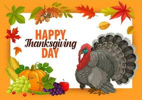 Happy Thanks Giving vector frame with turkey.