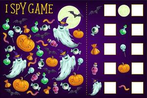 I spy game template of find Halloween objects vector