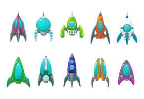 Rocket, space ship, spaceship, shuttle icons set vector