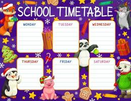 School timetable with Christmas gifts background vector