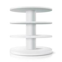 Round stand, shop display shelf isolated realistic vector