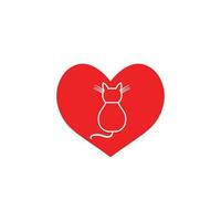 gato en rojo corazón diseño vector