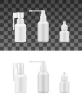 Nasal spray realistic bottles of nose medicines vector