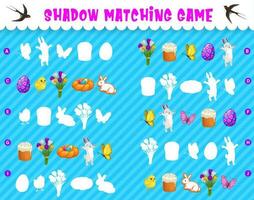 Shadow matching kids game with Easter characters vector