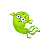 Cartoon virus cell vector icon, green bacteria