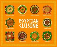 Egyptian cuisine restaurant menu page template vector