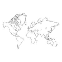 Outline of a detailed world map isolated on white background. All parts of the world with a detailed edge. Vector EPS10.