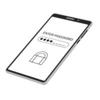 Enter password concept on mobile phone screen in isometric projection isolated on white. Smartphone with a password field and asterisks. Vector illustration.