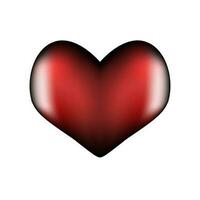 Dark red heart 3d. Symbol of love and fidelity for Valentine's Day. Realistic symmetrical shape with highlights on the edges. Vector illustration.