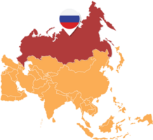 mapa de rusia en asia, íconos que muestran la ubicación de rusia y banderas. png