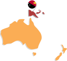 Karte von Papua-Neuguinea in Australien, Symbole mit Standort und Flaggen von Papua-Neuguinea. png