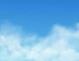 Sky and clouds, blue realistic cloudy background vector