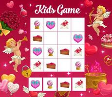 Kids game vector riddle, Valentine holiday riddle