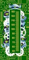 Kids height chart cartoon robots and circuit board vector