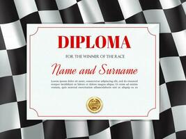 Race winner diploma, certificate vector template