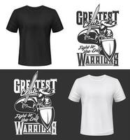 Knight warrior with shield t-shirt print mockup vector