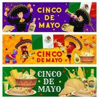 Cinco de Mayo holiday Mexican fiesta party banners vector