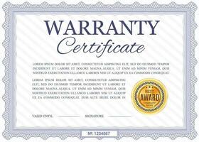 Warranty certificate vector template, diploma