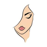 face and A woman with weave style hair and woman portrait illustrated vector design and beauty salon logo