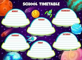 Galaxy timetable with spaceships and shuttles vector