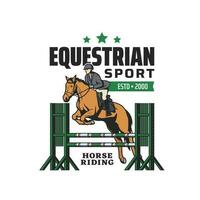 Horse riding, equestrian sport and steeplechase vector