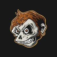 skull monkey t-shirt design illustration in retro style vector