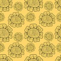 seamless pattern of sunflower in retro style vector