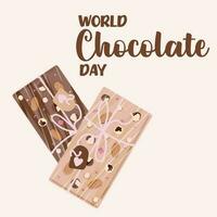 Lettering World chocolate day. Idea for poster, postcard. Vector. vector