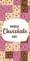 Lettering World chocolate day. Idea for poster, postcard. Vector. Vertical banners and wallpaper for social media stories. vector