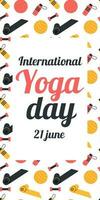 International Yoga Day. Flat vector illustration. Vertical banners and wallpaper for social media stories.