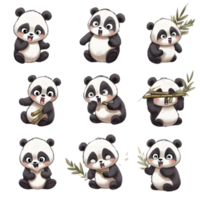 panda amigos linda dibujos animados panda ilustración png