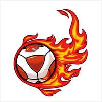 teqball ball on fire Vector illustration.