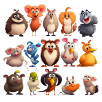 Whimsical Animal Adventures Cartoon Clipart of Animals png