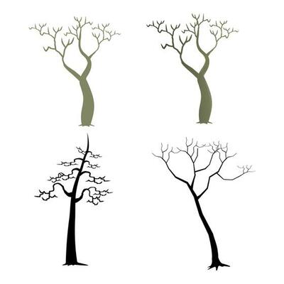 Naked trees silhouettes set. Hand drawn isolated illustrations