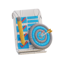 3d illustration note target list png