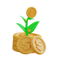 3d illustration of money growth png