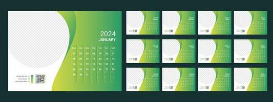 Calendar 2024 planner corporate template design set. Week starts on Monday.template for annual calendar 2024 vector