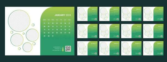 Calendar 2024 planner corporate template design set. Week starts on Monday.template for annual calendar 2024 vector