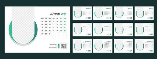 Calendar 2024 planner corporate template design set. Week starts on Monday.template for annual calendar 2024 vector