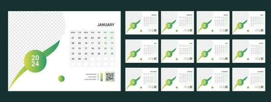 Calendar 2024 planner corporate template design set. Week starts on Monday.template for annual calendar 2024 vector