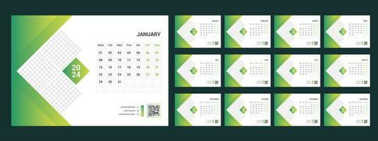 Calendar 2024 planner corporate template design set. Week starts on Monday.template for annual calendar 2024 vector