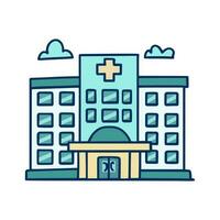 simple doodle illustration of a hospital on isolated background vector